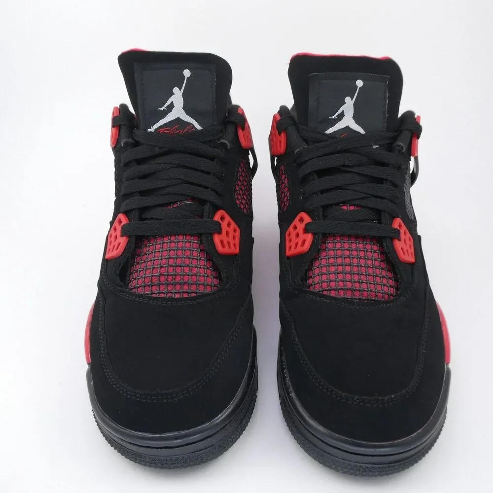 Nike Air Jordan 4 Retro Men's 8 Rare Black Suede Red Thunder Sneakers DC7770-160